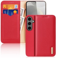 Dux Ducis Hivo RFID Echt Leren Wallet Case voor Samsung Galaxy S24 - Rood