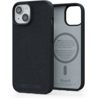 Njord byELEMENTS Suede Comfort Plus Back Cover met MagSafe voor Apple iPhone 15 - Zwart