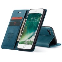 CASEME Retro Wallet Case voor Apple iPhone SE 2022/2020 / iPhone 7/8 - Blauw