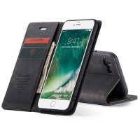 CASEME Retro Wallet Case voor Apple iPhone SE 2022/2020 / iPhone 7/8 - Zwart