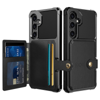Just in Case Magnetic Card Holder Hybrid Back Cover voor Samsung Galaxy A55 - Zwart