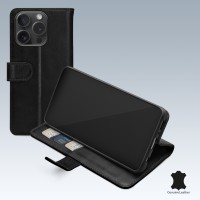 Mobilize Echt Leren Wallet Case voor Apple iPhone 15 Pro - Zwart