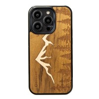 Bewood Wooden Echt Houten Back Cover voor Apple iPhone 15 Pro - Imbuia Mountains
