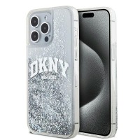 DKNY Liquid Glitter Big Logo Back Cover hoesje voor Apple iPhone 15 Pro - Wit