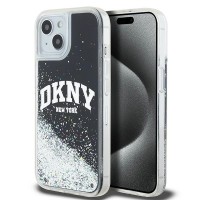 DKNY Liquid Glitter Big Logo Back Cover hoesje voor Apple iPhone 15 - Zwart