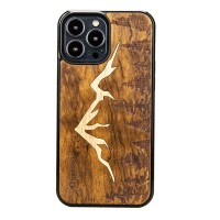 Bewood Wooden Echt Houten Back Cover voor Apple iPhone 13 Pro Max - Imbuia Mountains
