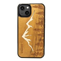 Bewood Wooden Echt Houten Back Cover voor Apple iPhone 14 - Imbuia Mountains