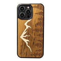 Bewood Wooden Echt Houten Back Cover voor Apple iPhone 14 Pro Max - Imbuia Mountains