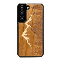 Bewood Wooden Echt Houten Back Cover voor Samsung Galaxy S22 - Imbuia Mountains