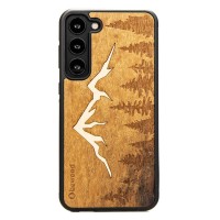 Bewood Wooden Echt Houten Back Cover voor Samsung Galaxy S23 Plus - Imbuia Mountains