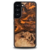 Bewood Wood and Resin Echt Houten Back Cover voor Samsung Galaxy S22 - Unique Orange