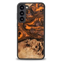 Bewood Wood and Resin Echt Houten Back Cover voor Samsung Galaxy S23 Plus - Unique Orange