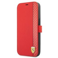 Ferrari On Track Carbon Stripe Wallet Case hoesje voor Apple iPhone 13 Pro Max - Rood