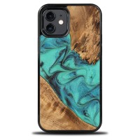 Bewood Wood and Resin Echt Houten Back Cover voor Apple iPhone 12 / iPhone 12 Pro - Unique Turquoise