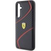 Ferrari Twist Metal Logo Echt Leren Back Cover voor Samsung Galaxy S23 FE - Zwart