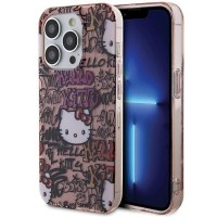 Hello Kitty IML Tags Graffiti Back Cover voor Apple iPhone 13 / iPhone 13 Pro - Roze