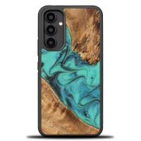 Bewood Wood and Resin Echt Houten Back Cover voor Samsung Galaxy A54 - Unique Turquoise