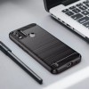 Techsuit Carbon Silicone Back Cover voor Nokia C21 Plus - Zwart