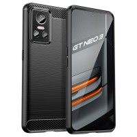 Techsuit Carbon Silicone Back Cover voor Realme GT Neo 3 - Zwart