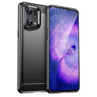 Techsuit Carbon Silicone Back Cover voor Oppo Find X5 Pro - Zwart