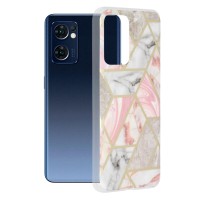 Techsuit Marble Back Cover voor Oppo Reno7 5G/Find X5 Lite - Pink Hex