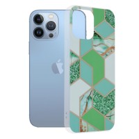 Techsuit Marble Back Cover voor Apple iPhone 13 Pro Max - Green Hex