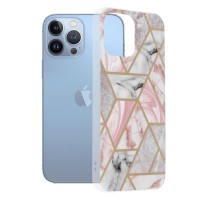 Techsuit Marble Back Cover voor Apple iPhone 13 Pro Max - Pink Hex