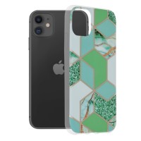 Techsuit Marble Back Cover voor Apple iPhone 11 - Green Hex