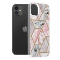 Techsuit Marble Back Cover voor Apple iPhone 11 - Pink Hex