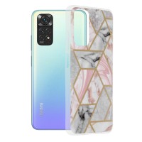 Techsuit Marble Back Cover voor Xiaomi Redmi Note 11 / Redmi Note 11S - Pink Hex