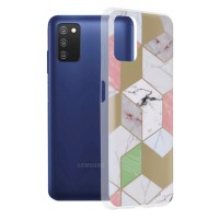Techsuit Marble Back Cover voor Samsung Galaxy A03s - Purple Hex