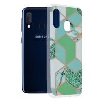 Techsuit Marble Back Cover voor Samsung Galaxy A20e - Green Hex