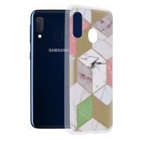 Techsuit Marble Back Cover voor Samsung Galaxy A20e - Purple Hex