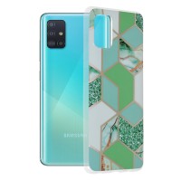 Techsuit Marble Back Cover voor Samsung Galaxy A51 4G/5G - Green Hex