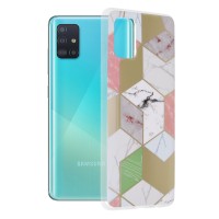 Techsuit Marble Back Cover voor Samsung Galaxy A51 4G/5G - Purple Hex