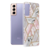 Techsuit Marble Back Cover voor Samsung Galaxy S21 Plus - Pink Hex