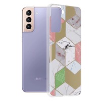 Techsuit Marble Back Cover voor Samsung Galaxy S21 Plus - Purple Hex