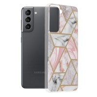 Techsuit Marble Back Cover voor Samsung Galaxy S21 - Pink Hex