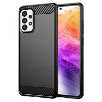 Techsuit Carbon Silicone Back Cover voor Samsung Galaxy A73 - Zwart