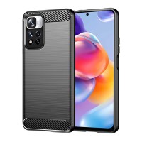 Techsuit Carbon Silicone Back Cover voor Xiaomi Redmi Note 11 Pro Plus 5G - Zwart