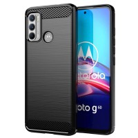 Techsuit Carbon Silicone Back Cover voor Motorola Moto G60 - Zwart