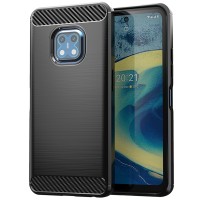 Techsuit Carbon Silicone Back Cover voor Nokia XR20 - Zwart