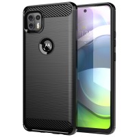 Techsuit Carbon Silicone Back Cover voor Motorola Moto G 5G - Zwart