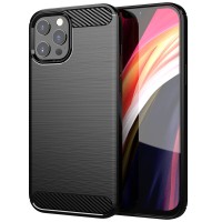 Techsuit Carbon Silicone Back Cover voor Apple iPhone 13 Pro Max - Zwart