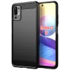 Techsuit Carbon Silicone Back Cover voor Xiaomi Poco M3 Pro 5G / Redmi Note 10 5G - Zwart