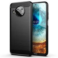 Techsuit Carbon Silicone Back Cover voor Nokia X10 / Nokia X20 - Zwart