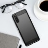 Techsuit Carbon Silicone Back Cover voor Sony Xperia 10 III - Zwart