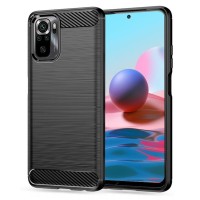 Techsuit Carbon Silicone Back Cover voor Xiaomi Poco M5s / Redmi Note 10/10S - Zwart