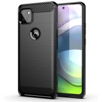 Techsuit Carbon Silicone Back Cover voor Motorola Moto G9 Power - Zwart