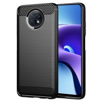 Techsuit Carbon Silicone Back Cover voor Xiaomi Redmi Note 9T - Zwart